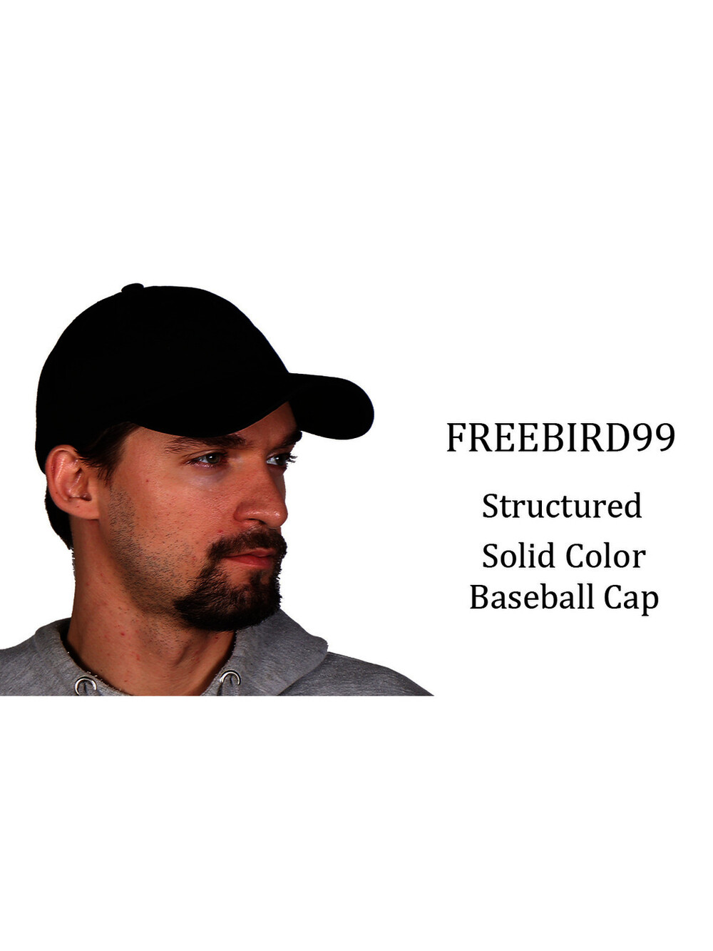 Free Bird 99 Unisex Cotton Adjustable Baseball Cap Plain Hat(Black)